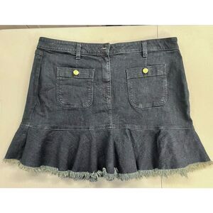 Michael Kors size 16 dk blue denim flounce skirt with ruffle‎ frayed hem $98